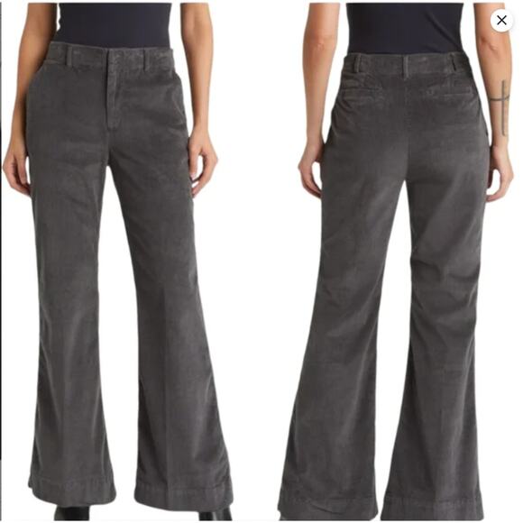 Treasure & Bond Charcoal Gray Corduroy Flare Pants; Size 10 - Picture 1 of 5